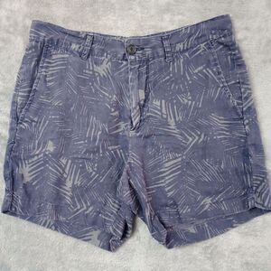 Vince Griffith Shorts Mens Sz 30 x 5 Blue Palm Print 100% Hemp Lightweight Chino